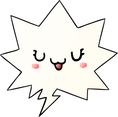 Bir insan tarafından çizilmiş hoş, mutlu, konuşma baloncuklu çizgi film suratı.