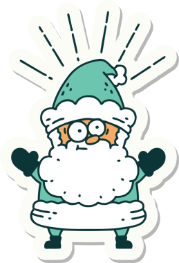 Bir insan tarafından çizilmiş dövme stili Noel Baba karakterinin çıkartması.