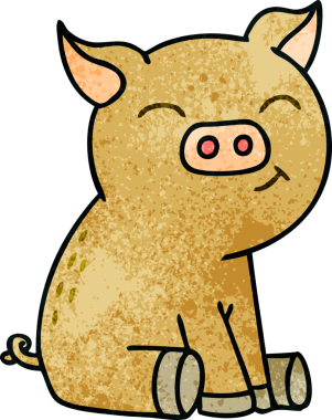 Bir insan tarafından çizilmiş garip bir çizgi film domuzu.