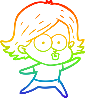 Gökkuşağı gradyan çizimi Bir insan tarafından çizilen çizgi film kızı