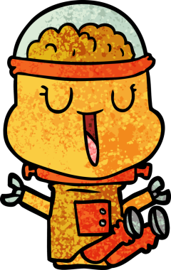 Bir insan tarafından çizilmiş mutlu çizgi film robotu