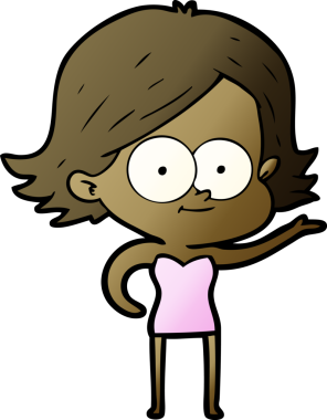 Bir insan tarafından çizilmiş mutlu çizgi film kızı.