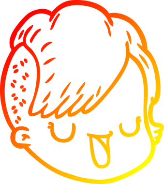 Bir insan tarafından çizilmiş bir çizgi kadın yüzünün sıcak çizgi çizimi