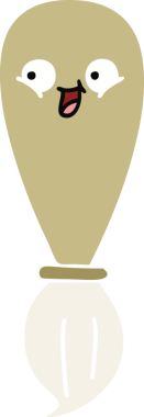 Bir insan tarafından çizilmiş bir boya fırçasının düz renk retro karikatürü