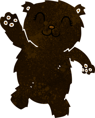 Bir insan tarafından çizilmiş siyah ayı sallayan çizgi film.