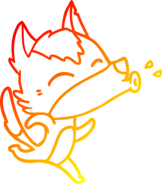 Bir insan tarafından çizilen uluyan kurt çizgi filminin sıcak gradyan çizimi