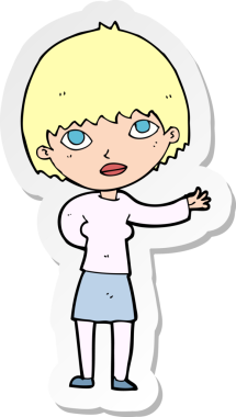 Bir insan tarafından çizilmiş bir karikatür kadının çıkartması.