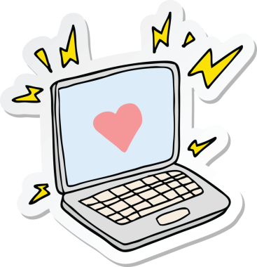 Bir insan tarafından çizilmiş bir internet randevu karikatürü etiketi