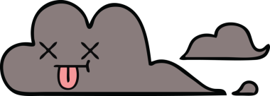 Bir insan tarafından çizilmiş fırtına bulutunun sevimli karikatürü.