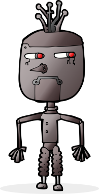 Bir insan tarafından çizilmiş çizgi film robotu