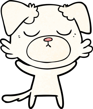 Bir insan tarafından çizilmiş şirin bir çizgi film köpeği.