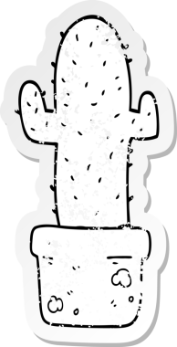 Bir insan tarafından çizilmiş bir kaktüsün sıkıntılı çıkartması.