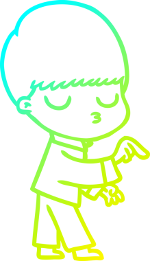 Bir çizgi film karakteri çizen soğuk gradyan bir çocuk bir insan tarafından çizilmiş.