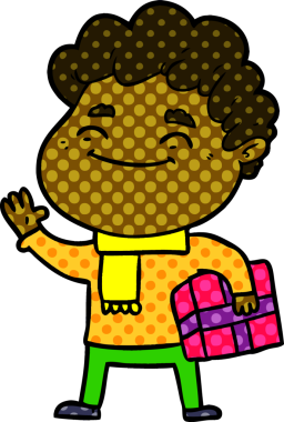 Bir insan tarafından çizilmiş çizgi film dostu bir adam.