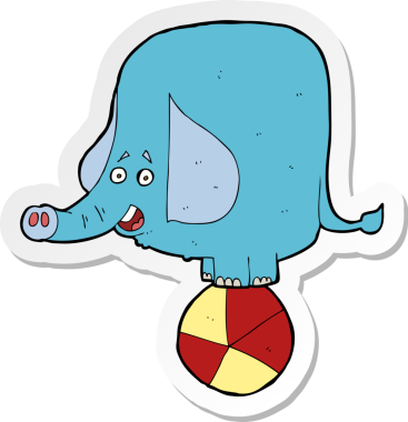 Bir insan tarafından çizilmiş bir sirk filinin çıkartması.