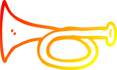 Bir insan tarafından çizilmiş metal bir trompetin sıcak çizgi çizimi.