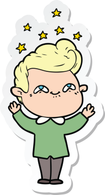 Bir insan tarafından çizilmiş heyecanlı bir adamın çıkartması.