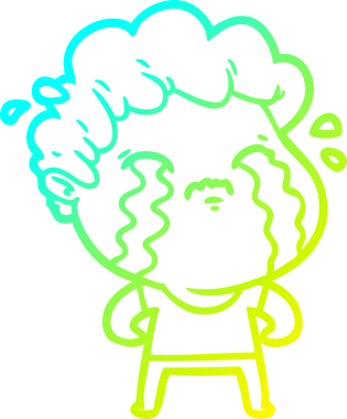 Bir insan tarafından çizilmiş ağlayan bir çizgi film karakteri çizimi.