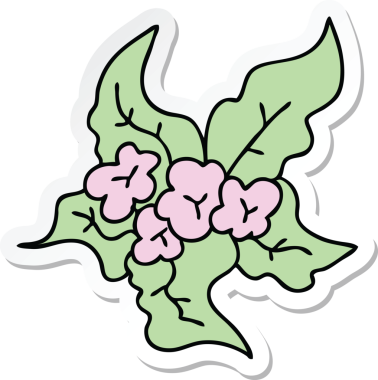 Bir insan tarafından çizilmiş tuhaf bir Noel çiçeğinin çıkartması.