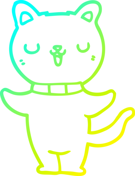 Bir insan tarafından çizilen çizgi film kedisinin soğuk gradyan çizgisi.