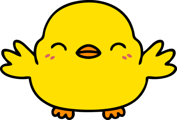 Bir insan tarafından çizilmiş şirin bir yavru kuş karikatürü.