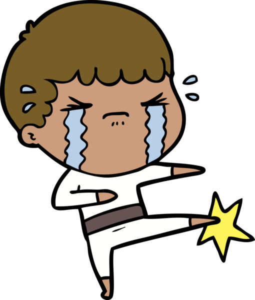 Bir insan tarafından çizilmiş ağlayan çizgi film adamı.