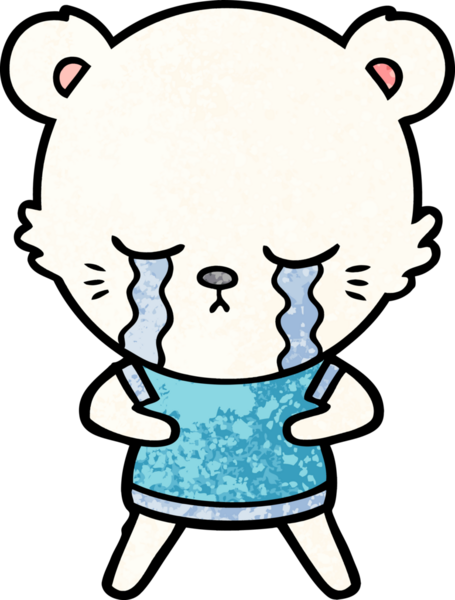 Bir insan tarafından çizilmiş üzgün küçük kutup ayısı çizgi filmi.