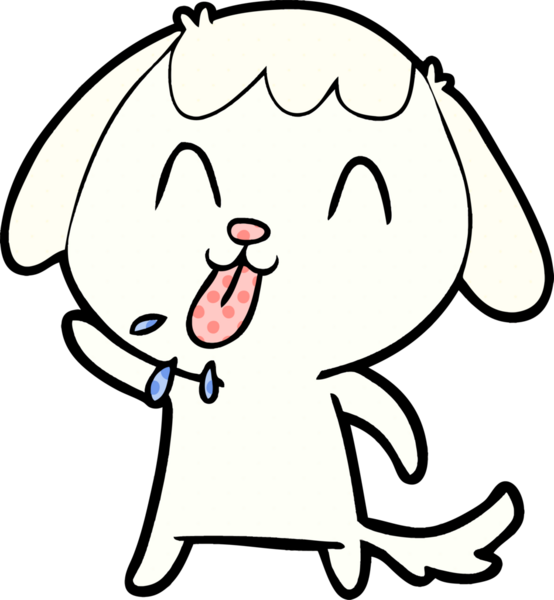 Bir insan tarafından çizilmiş şirin bir çizgi film köpeği.