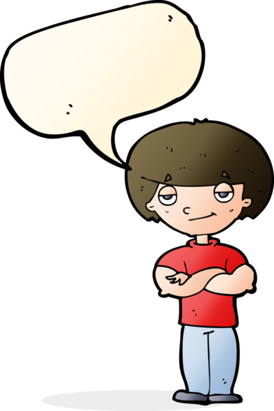 Bir insan tarafından çizilmiş konuşma balonu olan kendini beğenmiş bir adam.