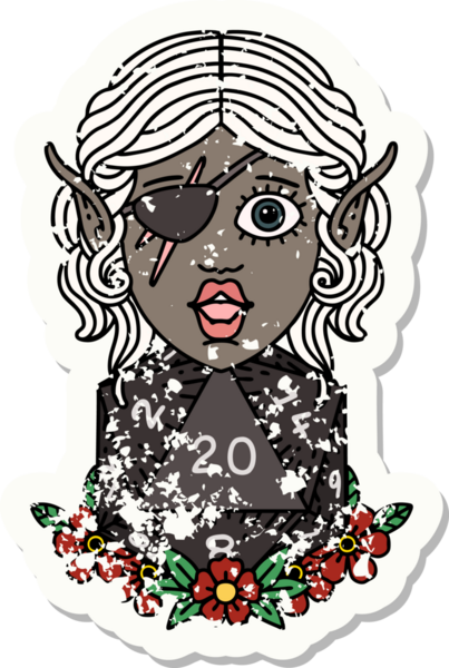 Retro Dövme Tarzı Bir insan tarafından çizilmiş doğal yirmilik zarlı düzenbaz karakter