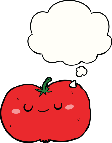 bir insan tarafından çizilmiş düşünce baloncuklu çizgi film elması