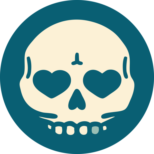 Bir insan tarafından çizilmiş bir kafatasının ikonik dövme şekli