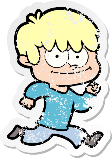 Bir insan tarafından çizilmiş mutlu bir çizgi film karakterinin sıkıntılı çıkartması.