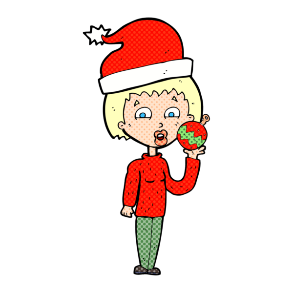 Bir insan tarafından çizilmiş bir karikatür kadın Noel için hazır.