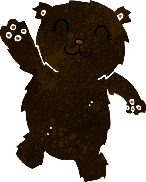 Bir insan tarafından çizilmiş siyah ayı sallayan çizgi film.