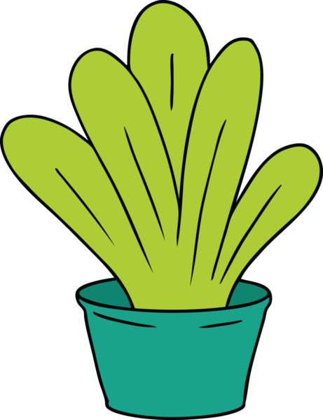 Bir insan tarafından çizilmiş yeşil bir bitkinin el çizimi karikatürü.