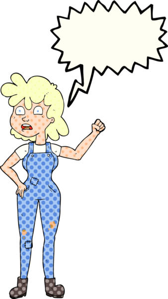 El yazısıyla çizilmiş çizgi roman konuşma balonu karikatürü kadın bir insan tarafından çizilmiş yumruk.