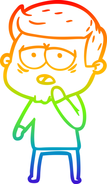 Gökkuşağı gradyan çizgi çizimi bir insan tarafından çizilmiş yorgun bir adam