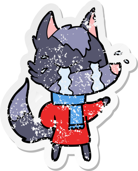 Bir insan tarafından çizilmiş ağlayan bir karikatür çıkartması.