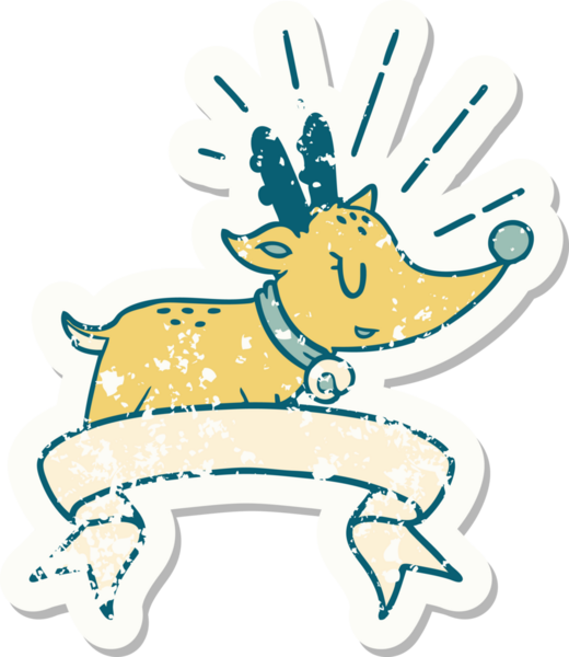 Bir insan tarafından çizilmiş eski dövme stili Ren geyiği etiketi.