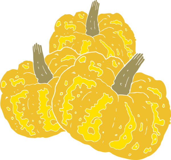 Bir insan tarafından çizilen kabağın düz renk çizimi