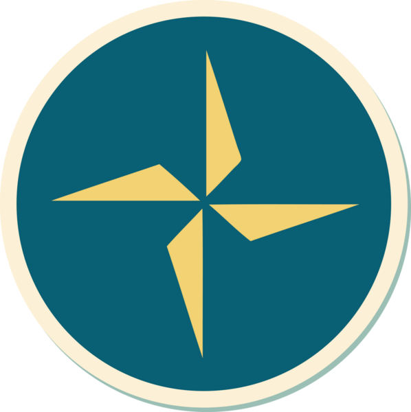 Bir insan tarafından çizilmiş geleneksel bir yıldız sembolü dövmesi çıkartması.