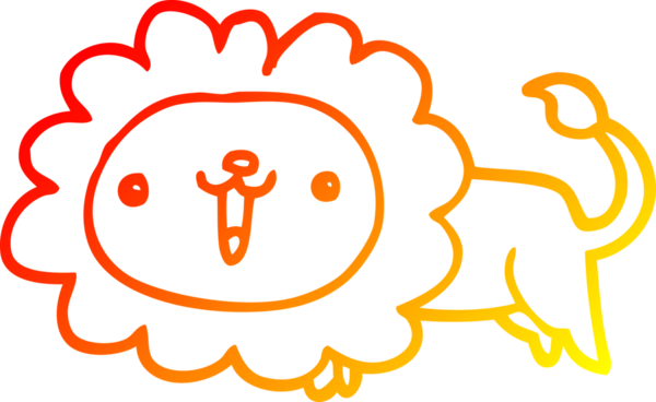 Bir insan tarafından çizilmiş şirin bir aslanın sıcak çizgi çizgisi.