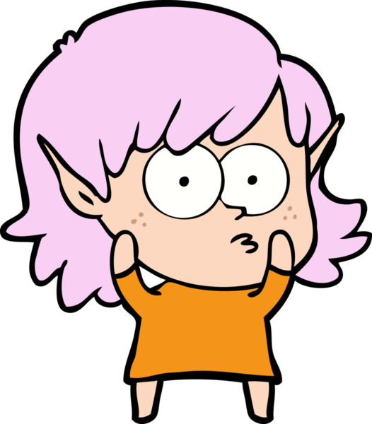 Bir insan tarafından çizilmiş çizgi film elf kızı.