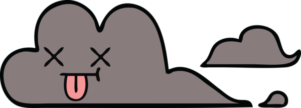 Bir insan tarafından çizilmiş fırtına bulutunun sevimli karikatürü.