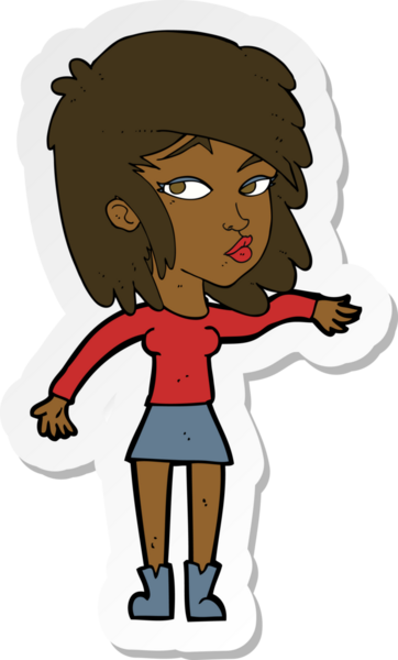 Bir insan tarafından çizilmiş karikatür kadın çıkartması.