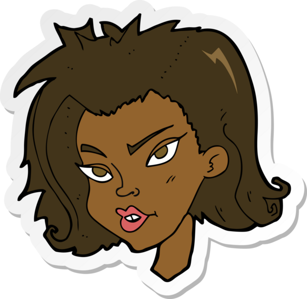 Bir insan tarafından çizilmiş karikatür kadın yüzü çıkartması.