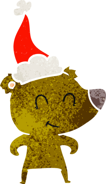 Dişi ayı eli, bir insan tarafından çizilmiş eski bir Noel Baba şapkası çizmiş.