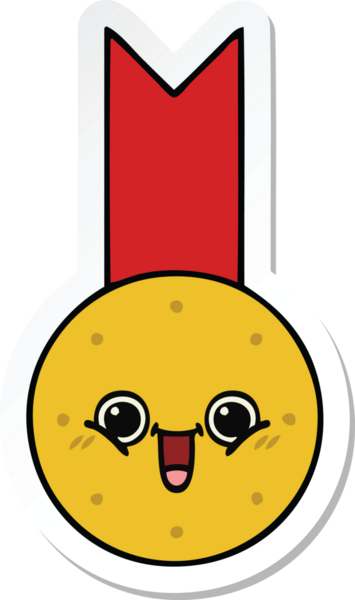 Bir insan tarafından çizilmiş şirin bir altın madalyanın çıkartması.