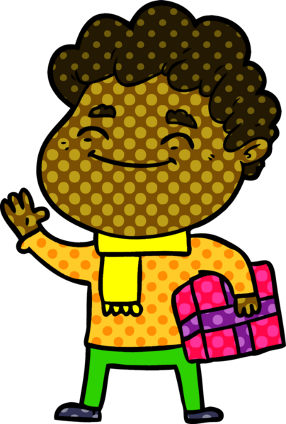 Bir insan tarafından çizilmiş çizgi film dostu bir adam.